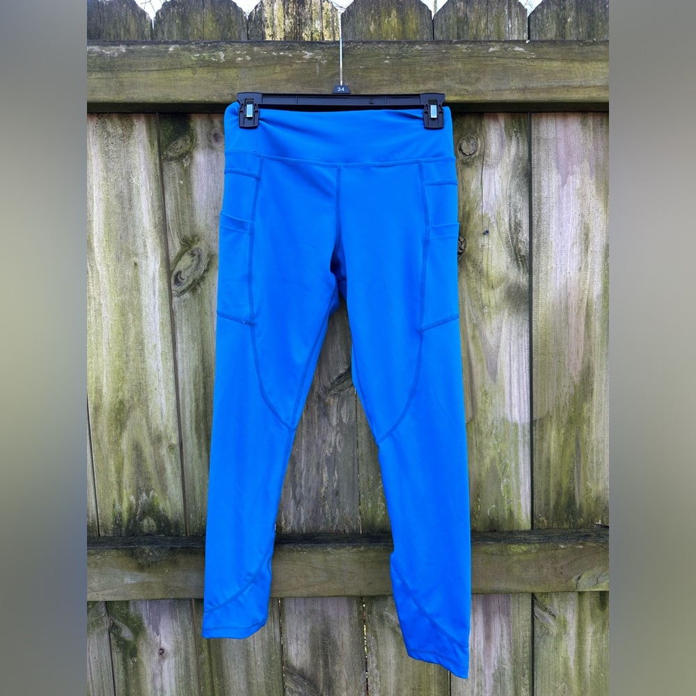 Zyia Light N Tight 7/8 Legging Bright Blue Pockets Size 4 - Picture 1 of 11